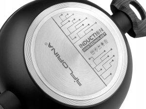 GARNEK BONO 24 CM 2,5L. Z POKRYWKĄ, NISKI, IND. by M.G. (CZARNY, POWŁOKA IMITUJĄCA KAMIEŃ, UCHWYT CZARNY) 5