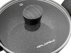 GARNEK BONO 24 CM 2,5L. Z POKRYWKĄ, NISKI, IND. by M.G. (CZARNY, POWŁOKA IMITUJĄCA KAMIEŃ, UCHWYT CZARNY) 6