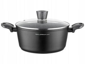 GARNEK BONO 24 CM 4,0L. Z POKRYWKĄ, IND. by M.G. (CZARNY, POWŁOKA IMITUJĄCA KAMIEŃ, UCHWYT CZARNY) 2