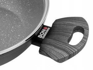 GARNEK BONO 24 CM 4,0L. Z POKRYWKĄ, IND. by M.G. (CZARNY, POWŁOKA IMITUJĄCA KAMIEŃ, UCHWYT CZARNY) 4