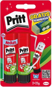 Pritt Klebestift 2*22g + Radierer retail 1