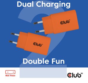 Club3D Lifestyle Ladegerät USB-C 30Watt, 2Stk  orange retail 2