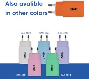 Club3D Lifestyle Ladegerät USB-C 30Watt, 2Stk  orange retail 6