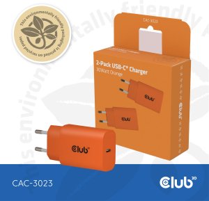 Club3D Lifestyle Ladegerät USB-C 30Watt, 2Stk  orange retail 9