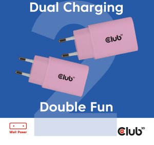 Club3D Lifestyle Ladegerät USB-C 30Watt, 2Stk  pink retail 2