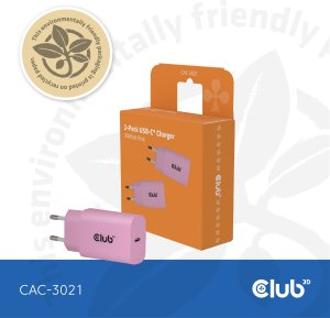 Club3D Lifestyle Ladegerät USB-C 30Watt, 2Stk  pink retail 9