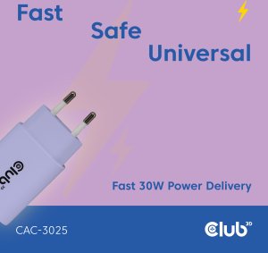 Club3D Lifestyle Ladegerät USB-C 30Watt, 2Stk  lila retail 3