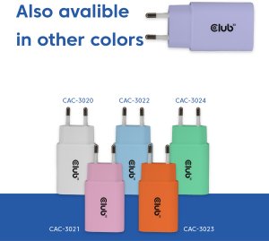 Club3D Lifestyle Ladegerät USB-C 30Watt, 2Stk  lila retail 6
