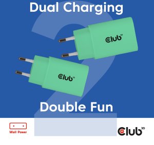 Ładowarka Club 3D Club3D Lifestyle ładowarka USB-C 30Watt 2 szt. zielony retail 2