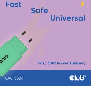 Ładowarka Club 3D Club3D Lifestyle ładowarka USB-C 30Watt 2 szt. zielony retail 3