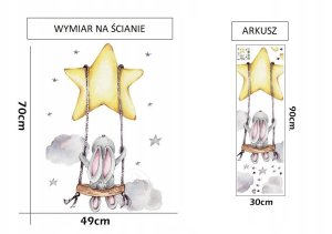 SIPO-WS63025 NAKLEJKI NA ŚCIANĘ KRÓLIK    HUŚTAWKA 4
