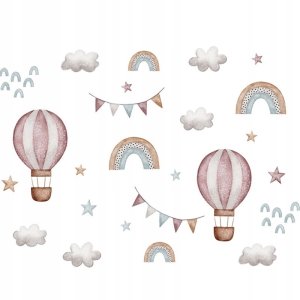 SIPO-WS63040 NAKLEJKI NA ŚCIANĘ BALONY    TĘCZA GWIAZDKI 1
