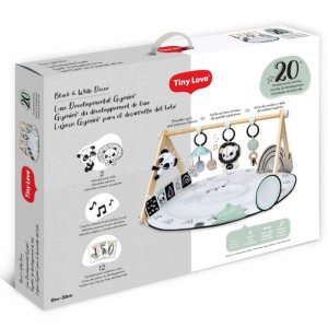 Tiny Love Gimnastyka/mata edukacyjna z drewnianym stojakiem – Décor czarno-biała 6