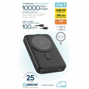 PLATINET POWER BANK 10000 mAh 20W PD 15W WIRELESS CHARGING MAGNETIC [46016] 1