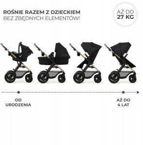 Universalus vežimėlis Kinderkraft Moov 2 Air 3in1, Pure Black 2