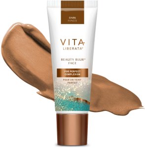 Koreguojantis veido atspalvį makiažo pagrindas Vita Liberata Beauty Blur, 30 ml, Dark 1