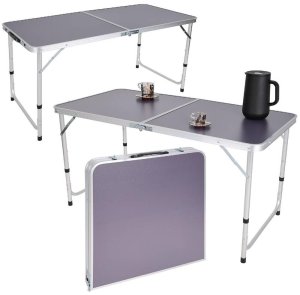 STOLIK TURYSTYCZNY SKŁADANY KEMPINGOWY 120X60X70/62/55CM SZARY 1