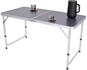 STOLIK TURYSTYCZNY SKŁADANY KEMPINGOWY 120X60X70/62/55CM SZARY 2