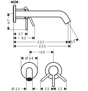 TECTURIS S BAT. PODTYNK. 22,5CM BRĄZ/SZCZOT 2