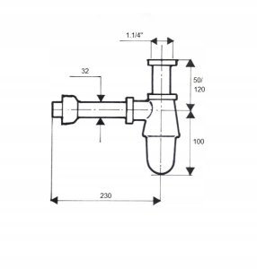 POLSYFON UMYW. BUT. 11/4X32MM CHROM PREMIUM 2