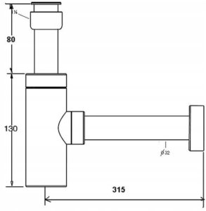 POLSYFON UMYW. BUT. 11/4X32MM CZARNY MAT MOSIADZ 6