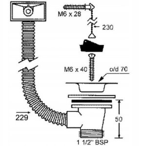 SPUST ZLEWOZMYWAKOWY 6/4'X70MM PRZEL. HORYZONTALNY 2