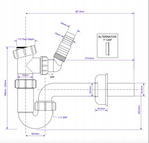 POLSYFON UMYW. RUROWY B/SPUST 11/4x32MM Z PODLACZ. 2