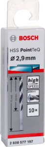 WIERT. HSS POINTTEQ  2.9MM 10PC 2