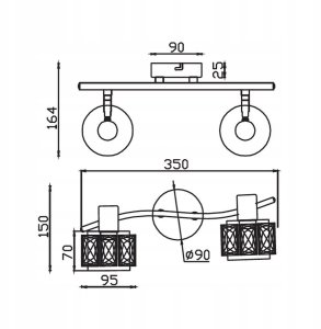 Reality Crownie 830902-06 listwa plafon lampa sufitowa spot 2x40W E14 chrom 4