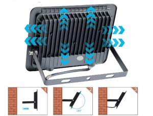 Naświetlacz ECOLIGHT2 Projektor LED Eco Light EC79887 slim 50W 4500lm 4000K IP65 czujnik ruchu czarny 7