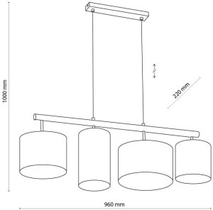 Tk Lighting Deva 6108 lampa wisząca zwis 4x15W E27 beżowa/drewniana 5