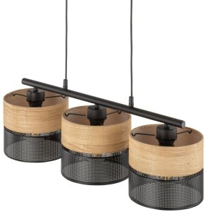 TK Lighting Nicol 4801 lampa wisząca zwis 3x15W E27 czarna/dąb 3