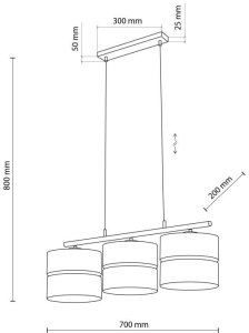 TK Lighting Nicol 4801 lampa wisząca zwis 3x15W E27 czarna/dąb 6