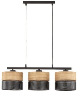 TK Lighting Nicol 4801 lampa wisząca zwis 3x15W E27 czarna/dąb 7