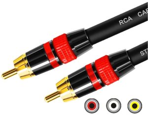 3m Kabel RCA do RCA (cinch) przewód Subwoofer premium MOZOS czarno-czerwony pozłacane wtyki 1