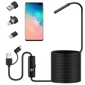 Kamera inspekcyjna endoskopowa micro USB + USB-C + USB Full HD 5m 8mm Endoskop Alogy Hard Wire 15