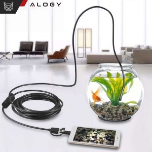 Kamera inspekcyjna endoskopowa micro USB + USB-C + USB Full HD 5m 8mm Endoskop Alogy Hard Wire 8