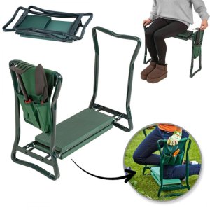 Składany taboret, krzesło, klęcznik ogrodowy 3w1 z kieszonkami 60 x 49 x 25 cm KRT04 1
