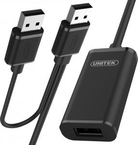 Kabel USB Unitek USB-A - USB-A 10 m Czarny (Y-278) 1