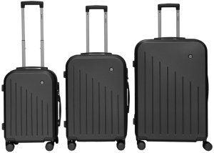 Zestaw Walizek Podróznych 3szt Barut ABSMocne na 4 Kółkach komplet XL+L+M Czarne 2