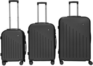 Zestaw Walizek Podróznych 3szt Barut ABSMocne na 4 Kółkach komplet XL+L+M Czarne 9