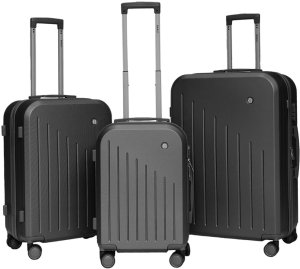 Zestaw Walizek Podróznych 3szt Barut ABSMocne na 4 Kółkach komplet XL+L+M Czarne 10
