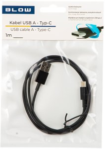 Kabel USB Blow USB-A - USB-C 1 m Czarny 2