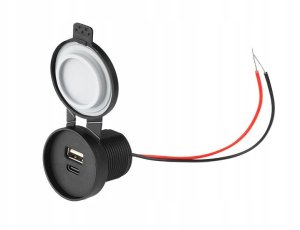 ŁADOWARKA SAMOCHODOWA DO ZABUDOWY USB-A+TYPE-C 3,1A IP67 1