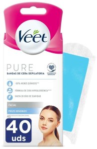 Plastry do Depilacji Twarzy Veet Bandas De Cera Pure Skóra wrażliwa (40 Sztuk) 1