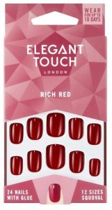 False Nails Elegant Touch Polished Colour Zaokrąglona Rich Red (24 uds) 1