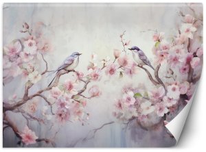 Fototapeta, Ptaki i kwiaty Shabby Chic - 200x140 1