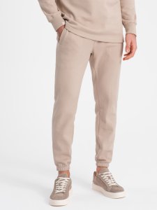 Komplet męski dresowy bluza z kołnierzem polo + spodnie - beżowy V2 Z71 L 6