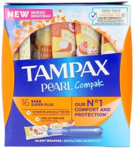 Tampon Super Plus Pearl Compak Tampax Tampax Pearl Compak 16 Sztuk 1