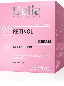 Delia Retinol - 94% składników z natury - Odżywczy krem na dzień o działaniu odmładzającym 50ml 2